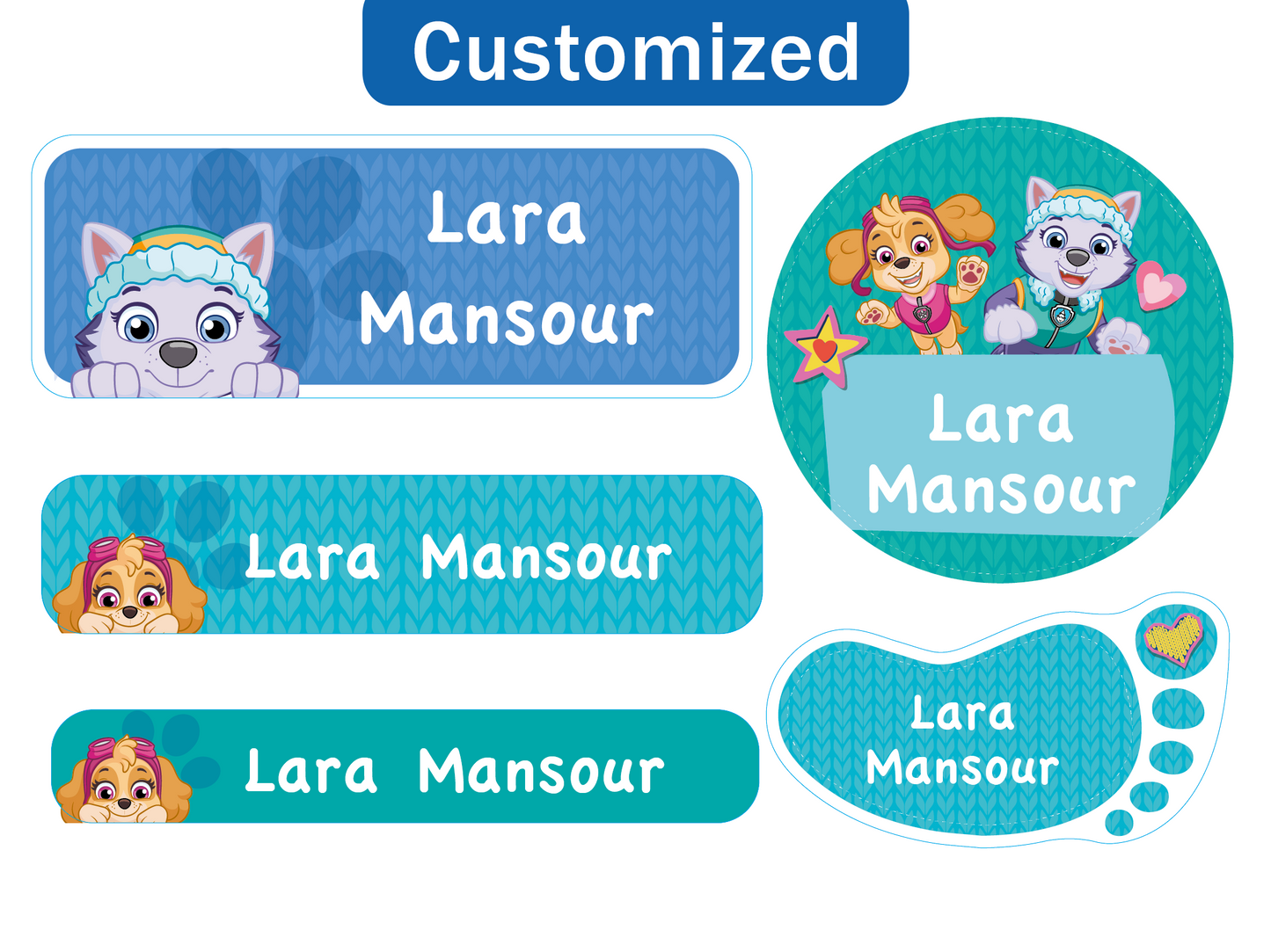 Essmak - Personalised Labels - Paw Patrol Girls- 60pcs