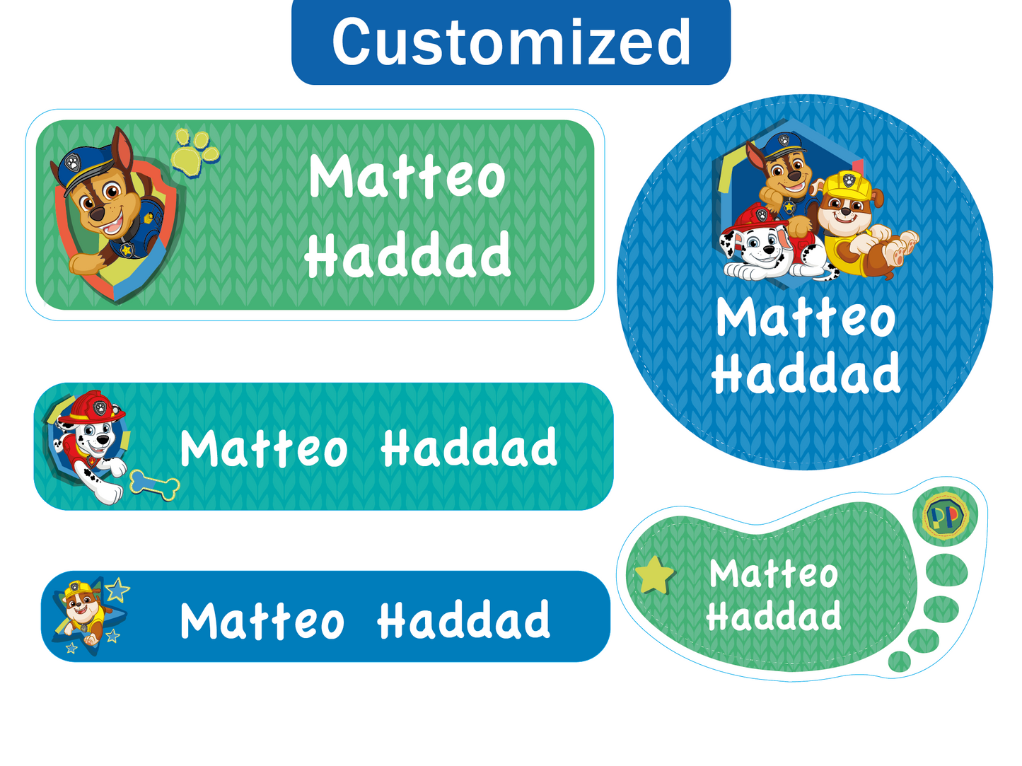 Essmak - Personalised Labels - Paw Patrol Boys- 60pcs