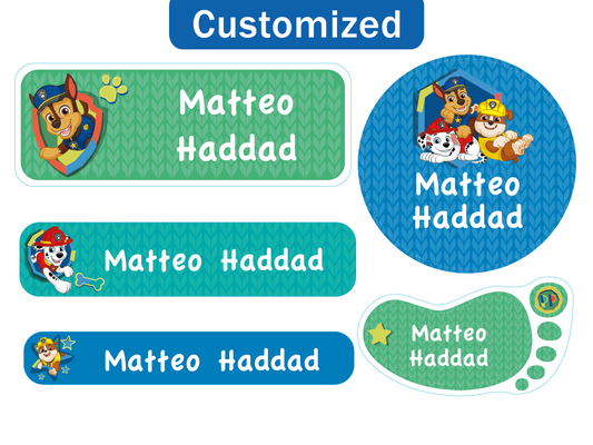 Essmak - Personalised Labels - Paw Patrol Boys- 60pcs