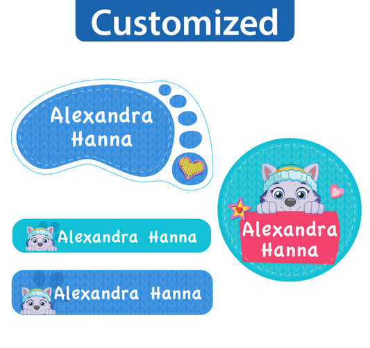 Essmak - 54 Personalised Labels- Paw Patrol Girls