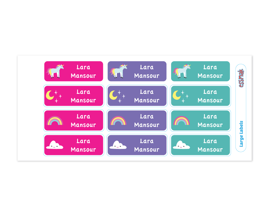 Essmak - Personalised Labels -UNICORN- 60pcs