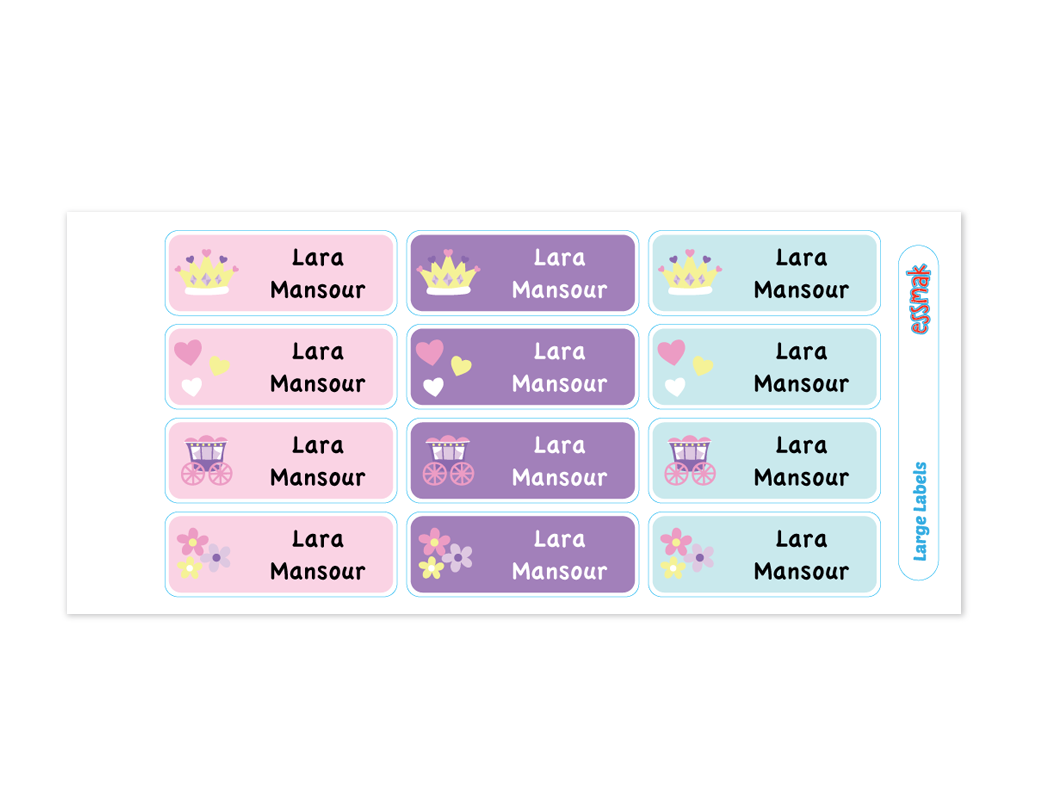 Essmak - Personalised Labels - Princess - 60 pcs